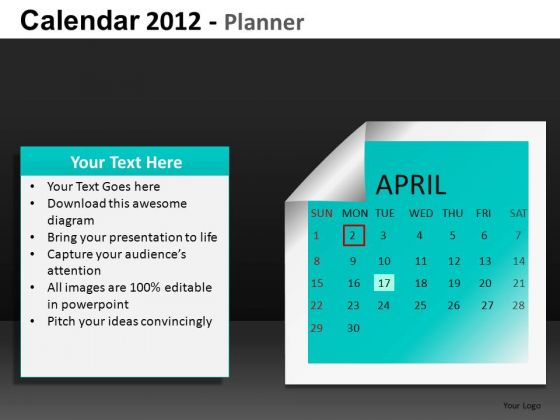 April 2012 Calendar PowerPoint Slides April 2012 Calendar PowerPoint Slides