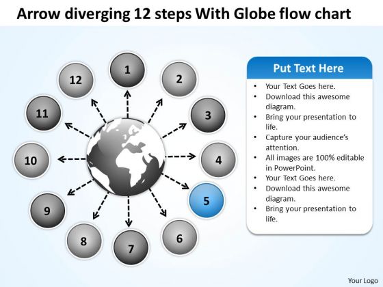 Arrow Diverging 12 Steps With Globe Flow Chart Circular Motion PowerPoint Slides Arrow Diverging 12 Steps With Globe Flow Chart Circular Motion PowerPoint Slides