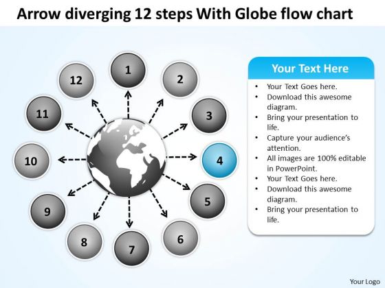 Arrow Diverging 12 Steps With Globe Flow Chart Pie Diagram PowerPoint Slides Arrow Diverging 12 Steps With Globe Flow Chart Pie Diagram PowerPoint Slides
