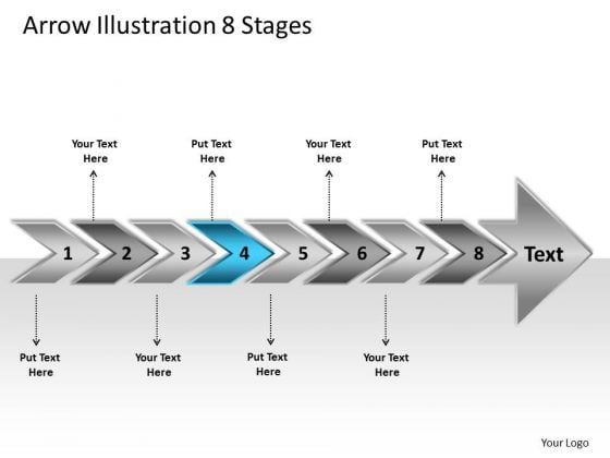 Arrow Illustration 8 Stages Visio Templates PowerPoint