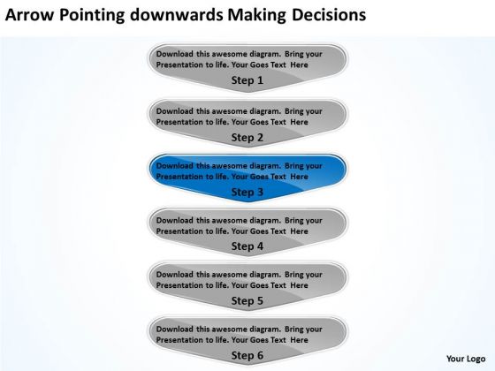 Arrow Pointing Downwards Making Decisions PowerPoint Flow Charts Slides