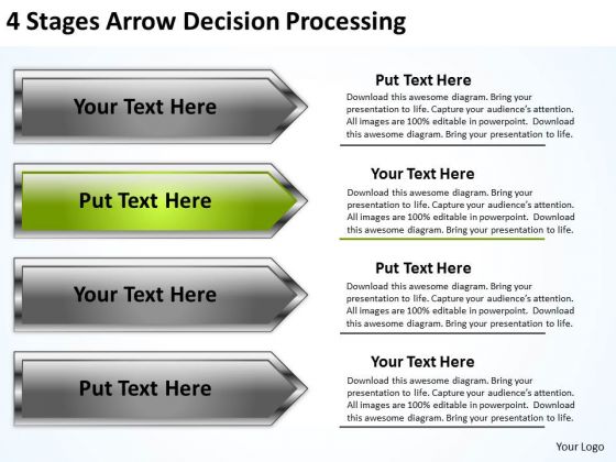 Arrow Shapes For PowerPoint 4 Stages Decision Processing Slides Arrow Shapes For PowerPoint 4 Stages Decision Processing Slides