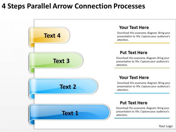 Arrows For PowerPoint Free 4 Steps Parallel Connection Processes Slides