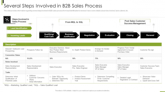 B2B Sales Framework Playbook Several Steps Involved In B2B Sales Process Elements PDF