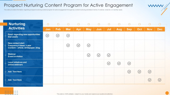 B2B Sales Techniques Playbook Prospect Nurturing Content Program For Active Engagement Mockup PDF