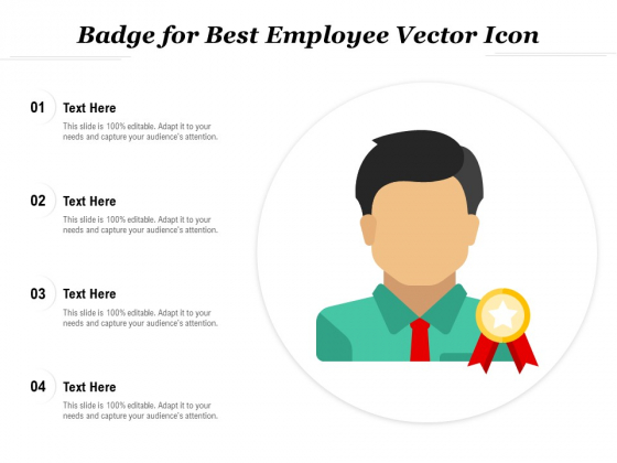 Badge For Best Employee Vector Icon Ppt PowerPoint Presentation Gallery Styles PDF