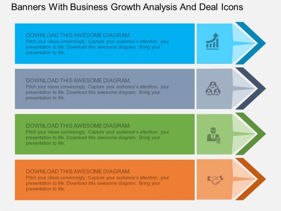 Banners With Business Growth Analysis And Deal Icons Powerpoint Template Banners With Business Growth Analysis And Deal Icons Powerpoint Template