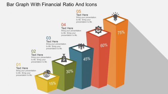 Bar Graph With Financial Ratio And Icons Powerpoint Template