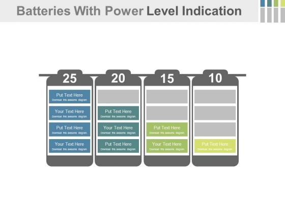 Batteries With Four Progressive Steps Powerpoint Slides Batteries With Four Progressive Steps Powerpoint Slides
