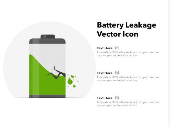Battery Leakage Vector Icon Ppt PowerPoint Presentation Ideas Slide Portrait PDF
