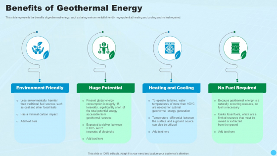 Benefits Of Geothermal Energy Clean And Renewable Energy Ppt PowerPoint Presentation Infographics Portfolio PDF