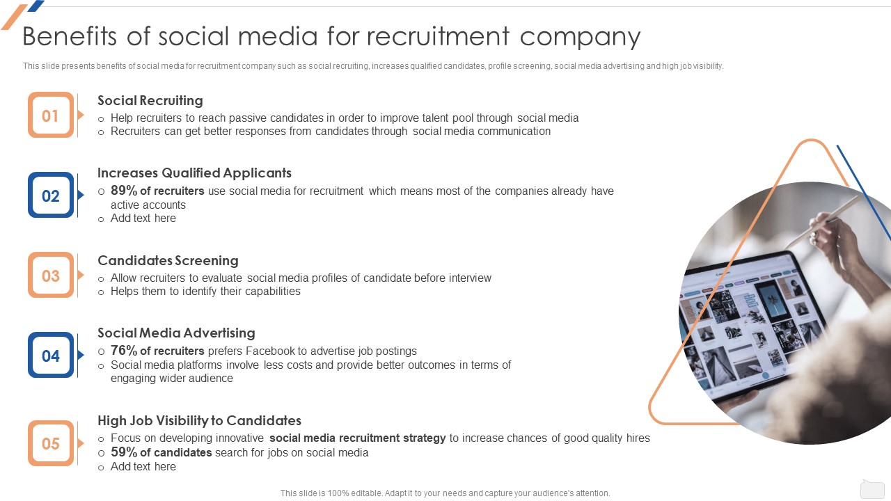 Benefits Of Social Media For Recruitment Company Enhancing Social Media Recruitment Process Mockup PDF