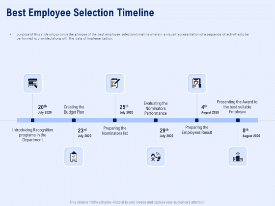 Best Employee Appreciation Workplace Best Employee Selection Timeline Ideas PDF