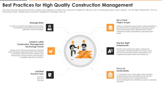 Best Practices For High Quality Construction Management Themes PDF