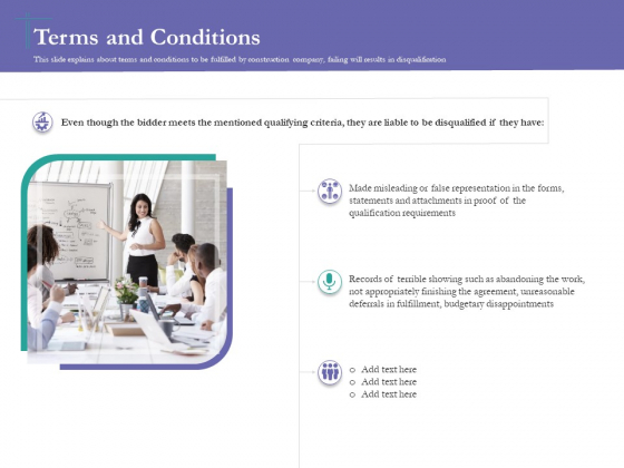 Bidding Cost Comparison Terms And Conditions Ppt Icon Images PDF