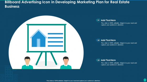 Billboard Advertising Icon In Developing Marketing Plan For Real Estate Business Topics PDF