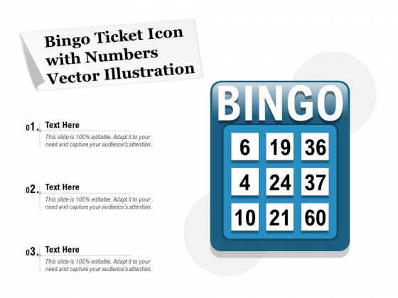 Bingo Ticket Icon With Numbers Vector Illustration Ppt PowerPoint 