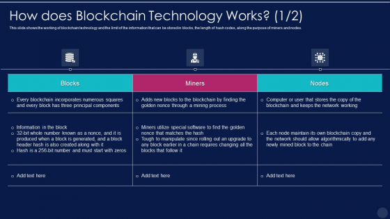 Blockchain Technology Framework IT How Does Blockchain Technology Works Mockup PDF