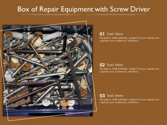 Box Of Repair Equipment With Screw Driver Ppt Show Icons PDF