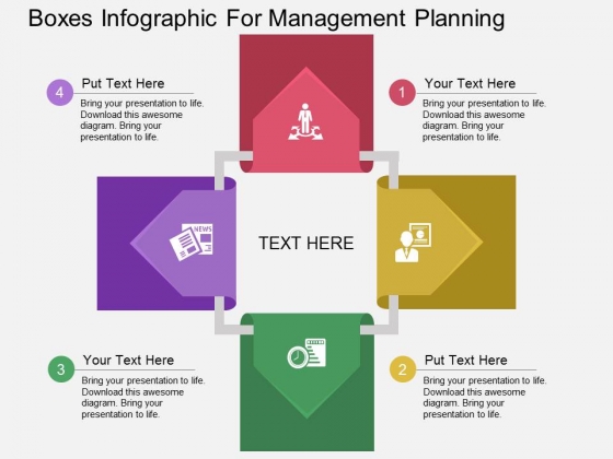Boxes Infographic For Management Planning Powerpoint Template Boxes Infographic For Management Planning Powerpoint Template