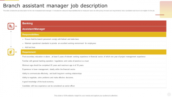 Branch Assistant Manager Job Description Ideas PDF