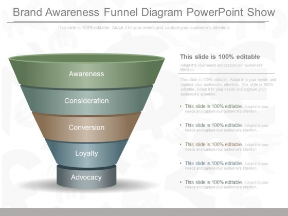 Brand Awareness Funnel Diagram Powerpoint Show