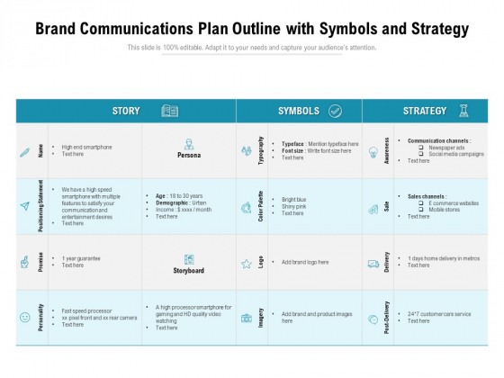 Brand Communications Plan Outline With Symbols And Strategy Ppt PowerPoint Presentation Gallery Inspiration PDF Brand Communications Plan Outline With Symbols And Strategy Ppt PowerPoint Presentation Gallery Inspiration PDF