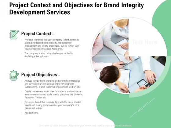 Brand Identification Designing Proposal Project Context And Objectives For Brand Integrity Development Services Infographics PDF Brand Identification Designing Proposal Project Context And Objectives For Brand Integrity Development Services Infographics PDF