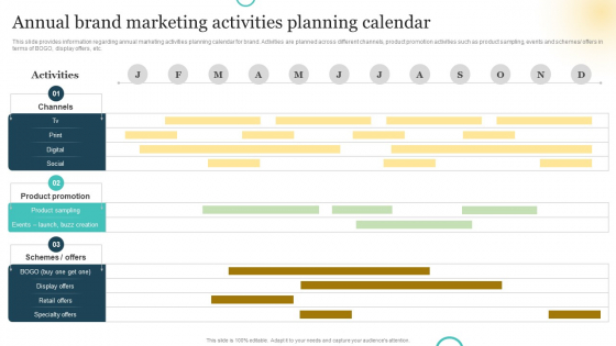 Brand Plan Toolkit For Marketers Annual Brand Marketing Activities Planning Calendar Diagrams PDF
