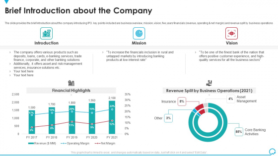 Brief Introduction About The Company Deal Pitchbook IPO Template PDF Brief Introduction About The Company Deal Pitchbook IPO Template PDF
