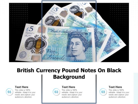British Currency Pound Notes On Black Background Ppt PowerPoint Presentation Outline Brochure PDF