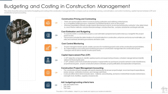 Budgeting And Costing In Construction Management Brochure PDF