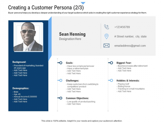 Building Customer Experience Strategy For Business Creating A Customer Persona Plan Designs PDF
