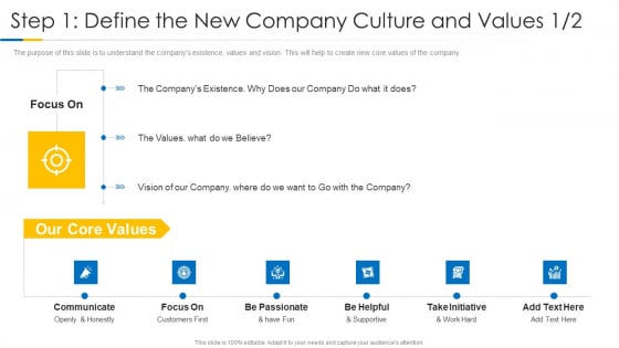 Building Efficient Work Environment Step 1 Define The New Company Culture And Values Communicate Information PDF Building Efficient Work Environment Step 1 Define The New Company Culture And Values Communicate Information PDF