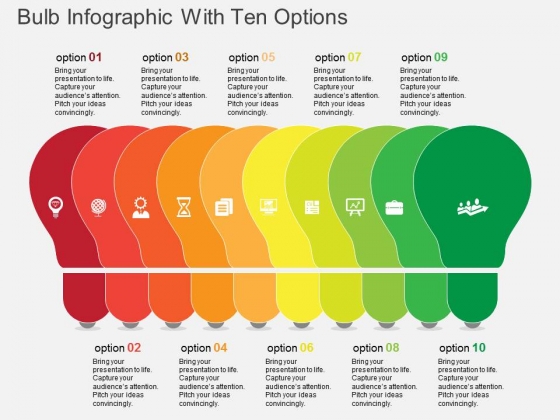 Bulb Infographic With Ten Options Powerpoint Template Bulb Infographic With Ten Options Powerpoint Template
