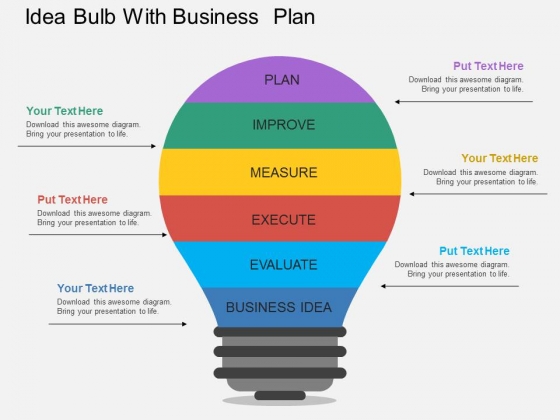 Bulb With Business Planning Steps Powerpoint Template Bulb With Business Planning Steps Powerpoint Template