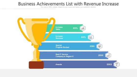 Business Achievements List With Revenue Increase Ppt Infographic Template Clipart PDF
