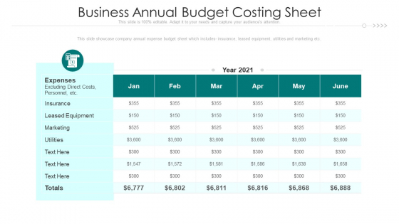 Business Annual Budget Costing Sheet Ppt PowerPoint Presentation Outline Structure PDF Business Annual Budget Costing Sheet Ppt PowerPoint Presentation Outline Structure PDF