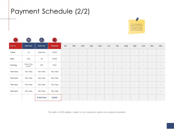 Business Assessment Outline Payment Schedule Payment Ppt Templates PDF
