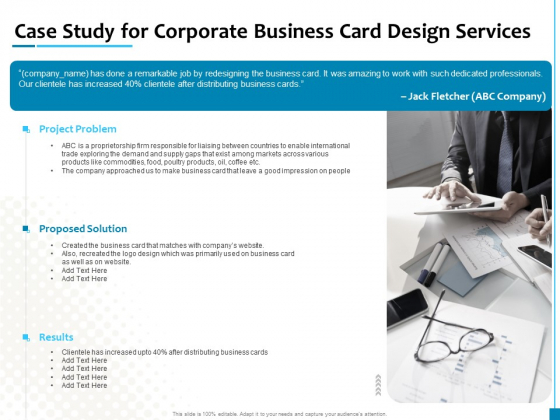 Business Card Design Services Case Study For Corporate Business Card Design Services Elements PDF