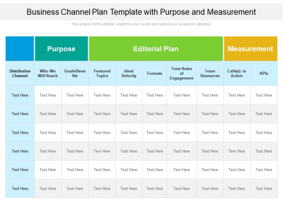 Business Channel Plan Template With Purpose And Measurement Ppt PowerPoint Presentation Gallery Backgrounds PDF Business Channel Plan Template With Purpose And Measurement Ppt PowerPoint Presentation Gallery Backgrounds PDF