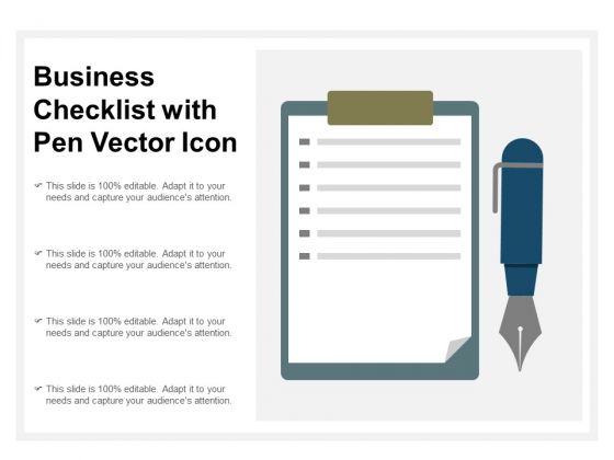 Business Checklist With Pen Vector Icon Ppt PowerPoint Presentation Infographic Template Deck Business Checklist With Pen Vector Icon Ppt PowerPoint Presentation Infographic Template Deck