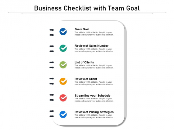 Business Checklist With Team Goal Ppt Visual Aids Styles PDF