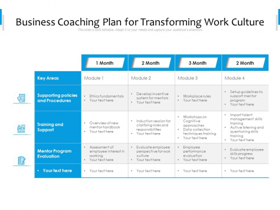 Business Coaching Plan For Transforming Work Culture Ppt PowerPoint Presentation Gallery Mockup PDF Business Coaching Plan For Transforming Work Culture Ppt PowerPoint Presentation Gallery Mockup PDF