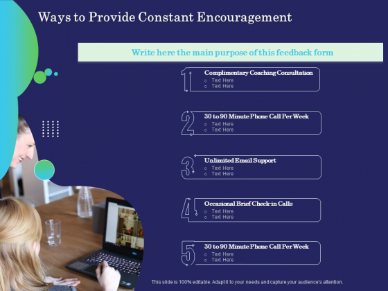 Business Coaching Ways To Provide Constant Encouragement Ppt PowerPoint Presentation Summary Elements PDF Business Coaching Ways To Provide Constant Encouragement Ppt PowerPoint Presentation Summary Elements PDF