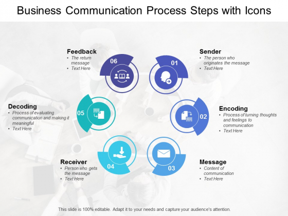 Business Communication Process Steps With Icons Ppt PowerPoint Presentation Ideas Show