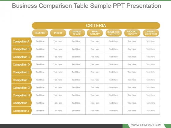 Business Comparison Table Sample Ppt Presentation Business Comparison Table Sample Ppt Presentation