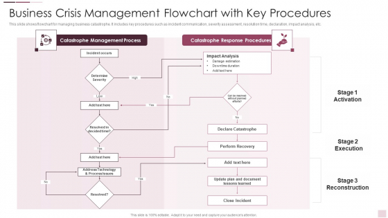 Business Crisis Management Flowchart With Key Procedures Graphics PDF