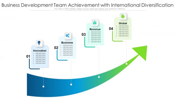 Business Development Team Achievement With International Diversification Ppt Infographics Display PDF