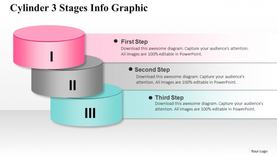 Business Diagram Cylinder 3 Stages Info Graphic Presentation Template